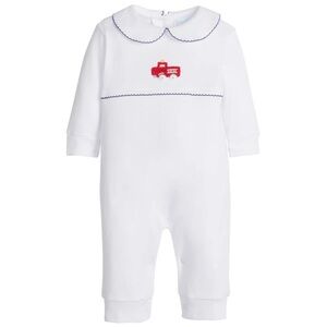 Little English Crochet Playsuit in Fire Truck